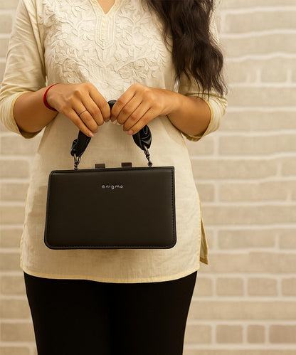 Elegant PU Sling Bag with Stainless Steel Chain – Semi-Fancy Party Design